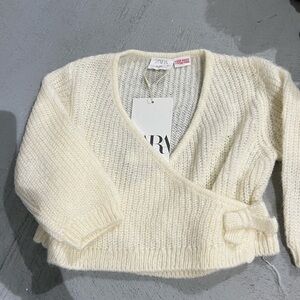 Zara 9-12M cream lightweight wrap sweater NWT